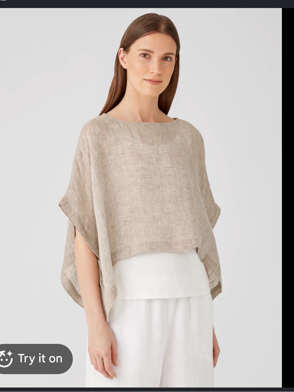 Made In Italy Beige Linen Poncho Top